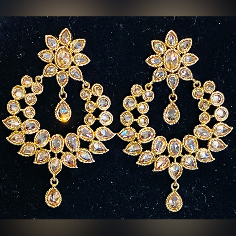 Gold plated crystal earrings from India. Brand new and gorgeous.